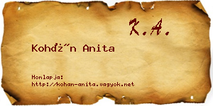 Kohán Anita névjegykártya