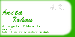 anita kohan business card